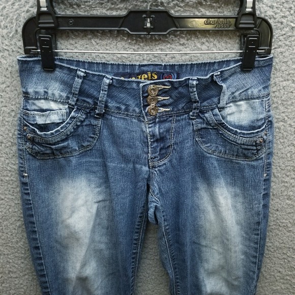 Angels Women's 7 Button-Fly Blue Cropped Jeans 30.75" 24.25" 7.5" - Picture 2 of 11